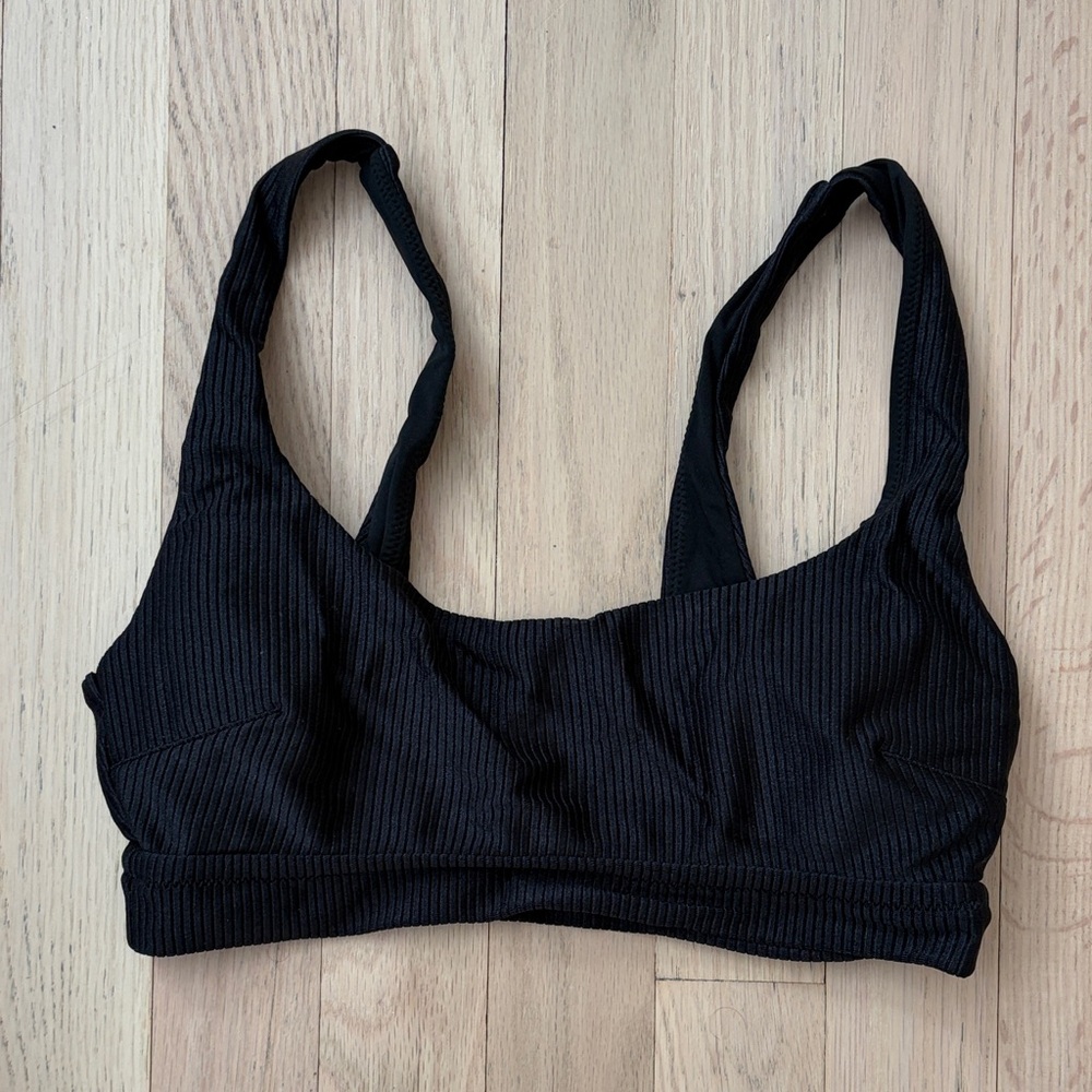 Black Ribbed Women's bikini top